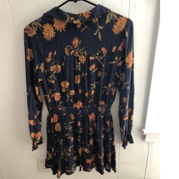 ❤️❤️ Free People Blue Yellow Floral Sunflower Button Front Ruthie Dress SZ M❤️ - Picture 4 of 4
